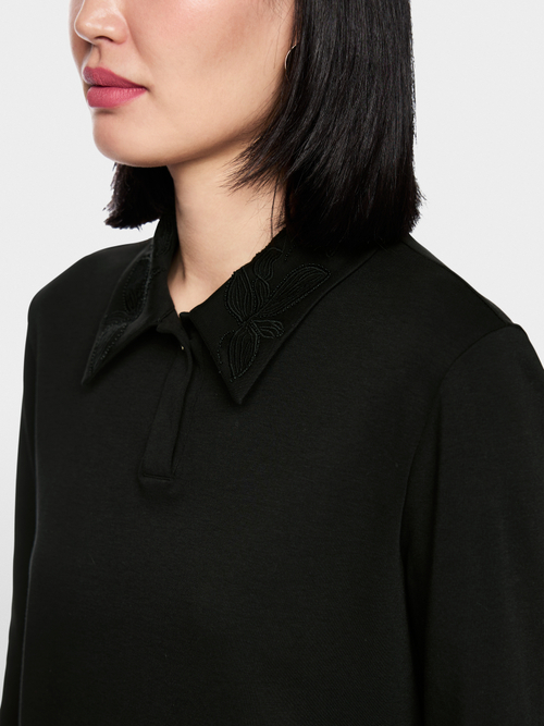 Long-sleeved cotton polo shirt