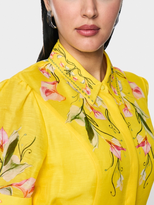Linen-silk blend mini dress