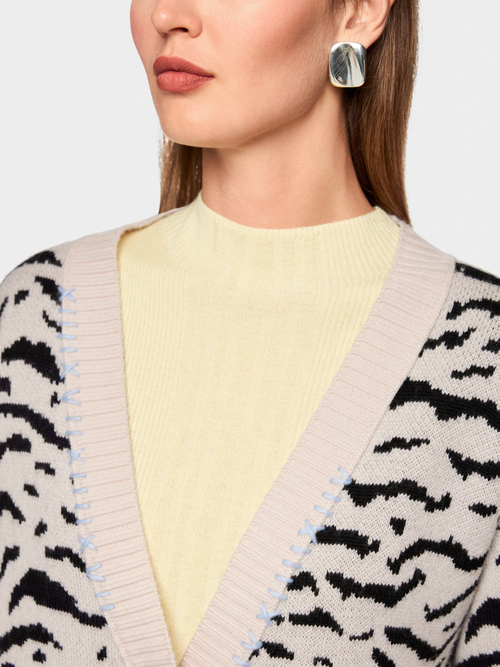 Long cardigan with animal print