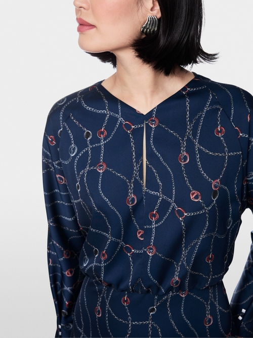 Midi dress with chain print