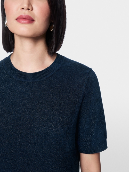 Short-sleeved round neck jumper