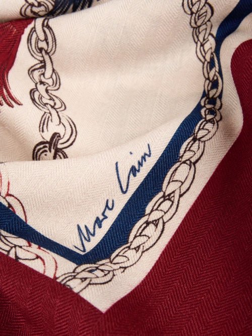 Foulard en laine et soie avec imprimé « chaînes »