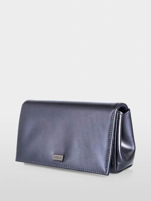 Flap bag in metallic leather