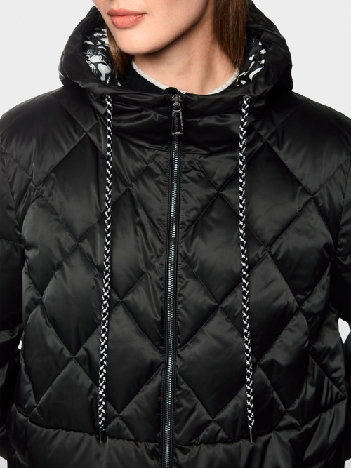 Long quilted coat with hood