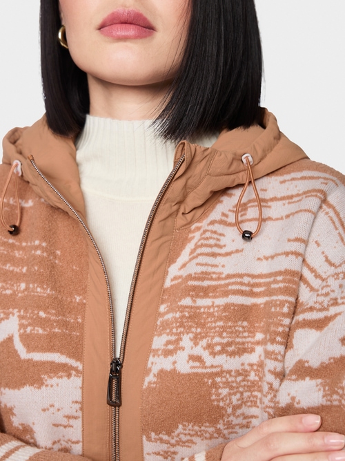 Bouclé coat with jacquard pattern