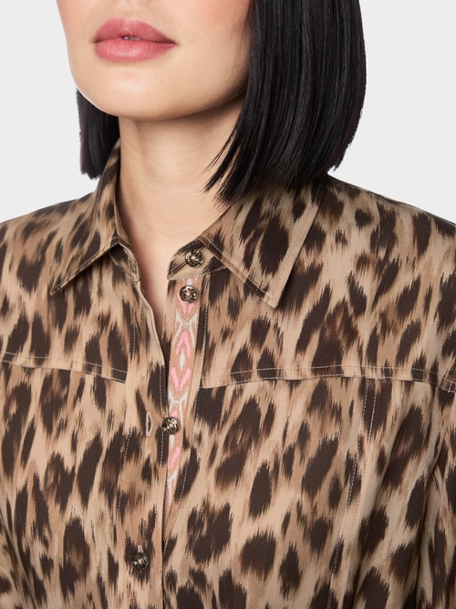 Shirt-style dress with leopard print