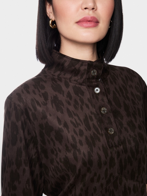 Faux suede dress with leopard print