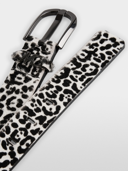 Leather belt with leopard print