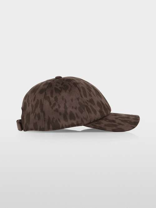 Leopard print cap with adjustable strap