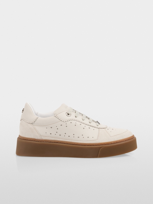 Suede trainers with perforations