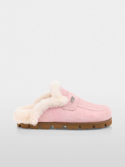 Suede slippers with lambskin lining