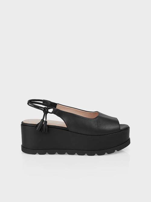 Peep-toe slingback sandals with platform