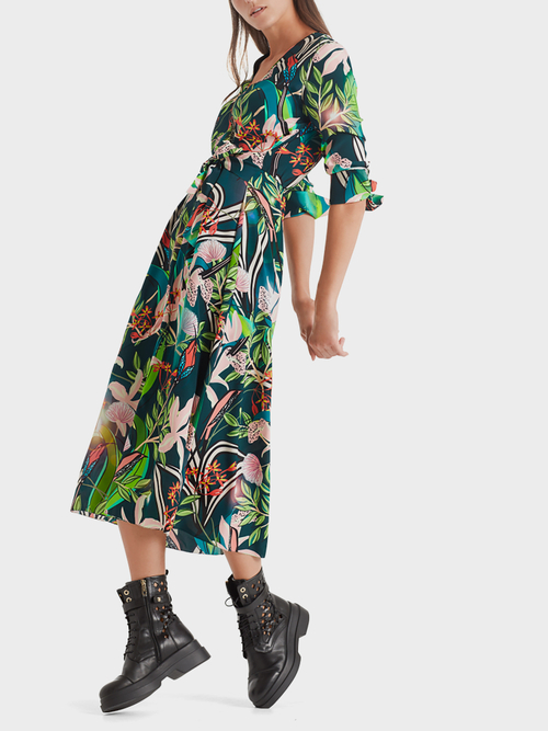Midikleid aus Viskose und Seide