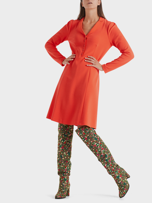 Jerseykleid mit Strickkragen