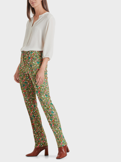 Stretch-Hose mit Millefleurs-Print
