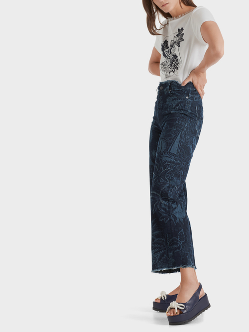 Bedruckte High-Waist-Jeans