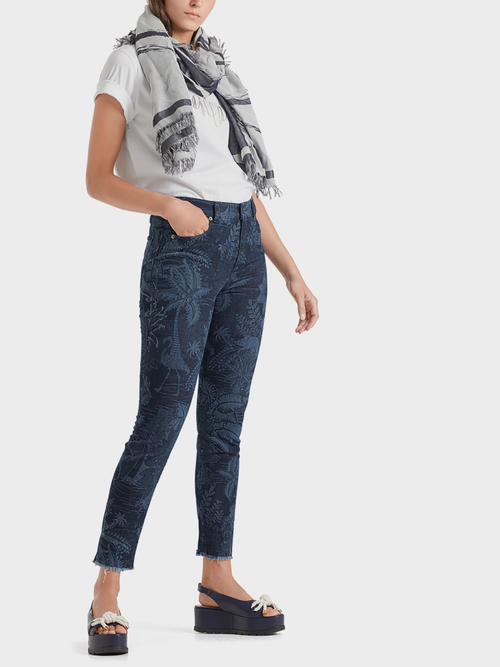 Bedruckte High-Waist-Röhrenjeans