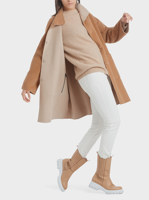 Reversible coat with cashmere