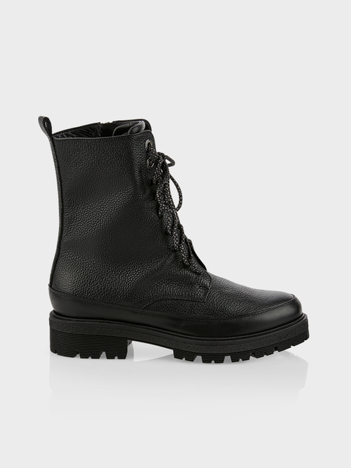 Biker boots with distinctive lacing