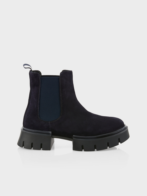 Velours-Chelsea-Boots mit Combat-Sohle