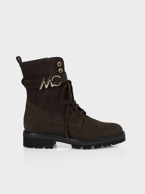 Lace-up booties in suede