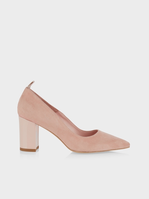 Suede pumps with block heel