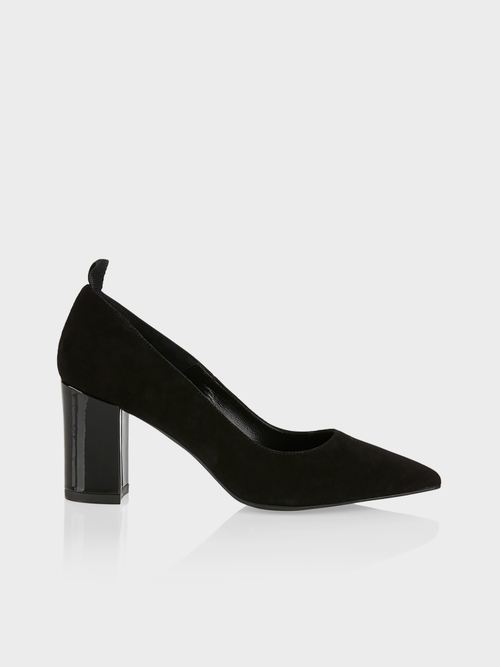 Velours-Pumps mit Blockabsatz