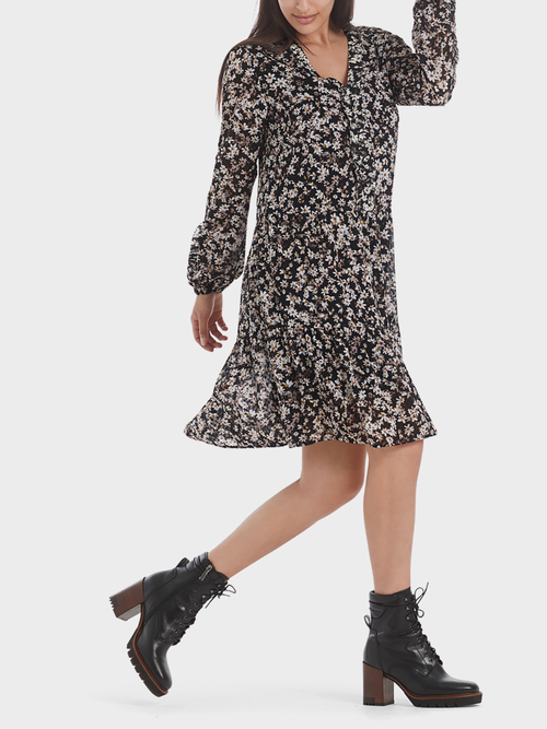 Fil coupé dress with millefleurs print