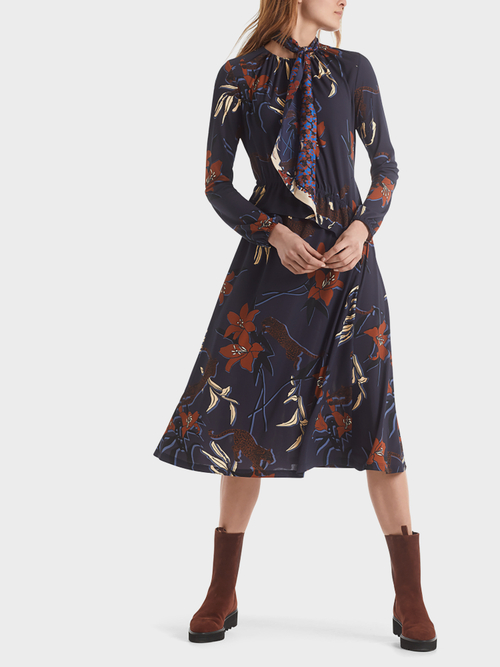 Floral/leopard print long-sleeved dress
