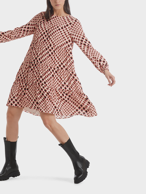 Crêpe-Kleid mit Grafikmuster