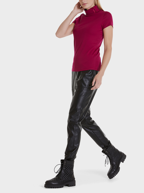 Jersey T-shirt with roll-neck