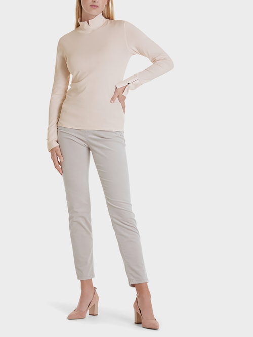 Stand-up collar top in cotton jersey