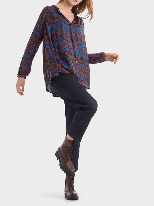 Flowing satin blouse with print