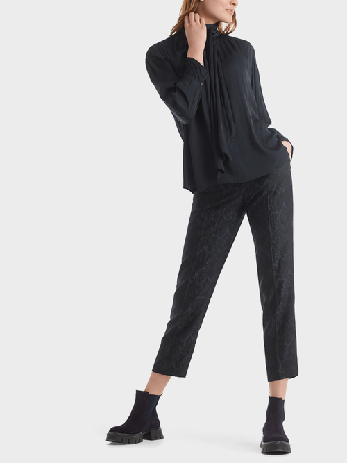 Bow-neck blouse with pintucks