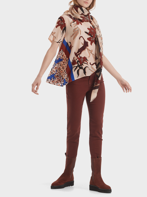 Printed blouse-style top with silk