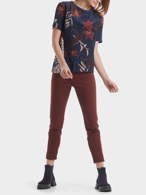 Printed blouse-style top with silk