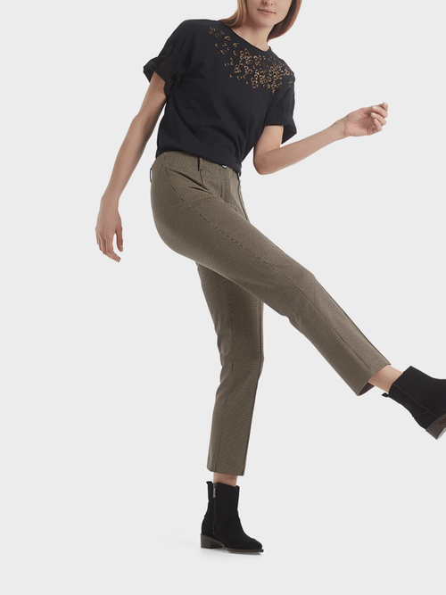 Jacquard pantalon met klein motief