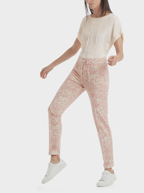 Scuba jersey pants with leopard pattern