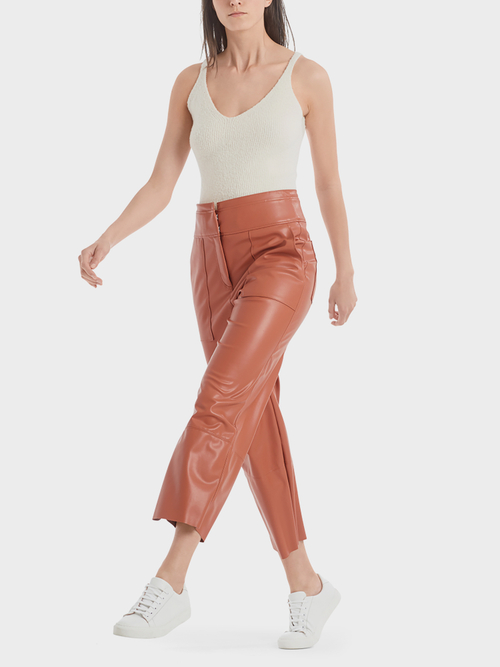 Pantalon taille haute en similicuir