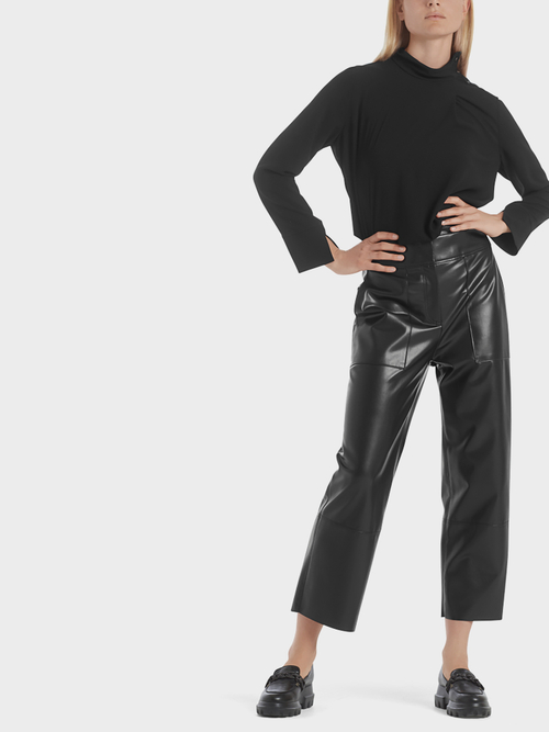 Pantalon taille haute en similicuir