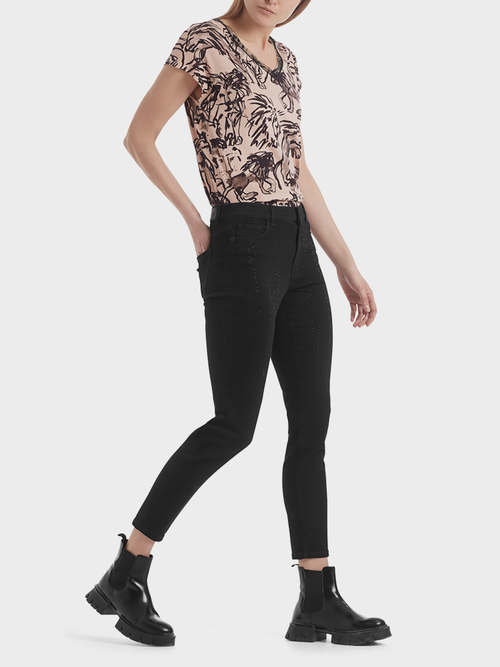 Drainpipe jeans with glitter effect