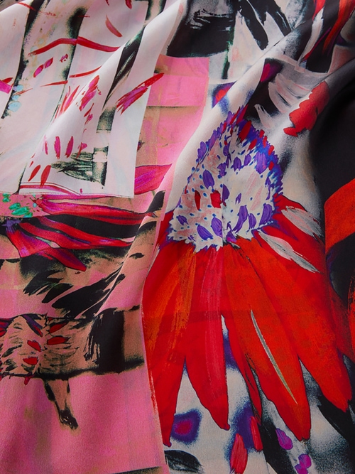 Silk scarf with floral print mix