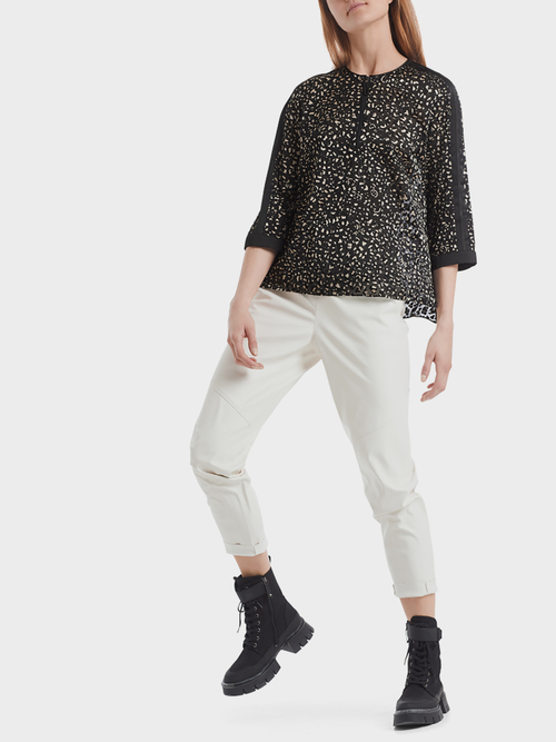 Devoré blouse with icon/leopard print
