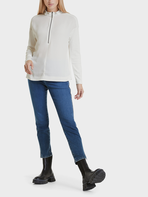 Blouseshirt van een materiaalmix