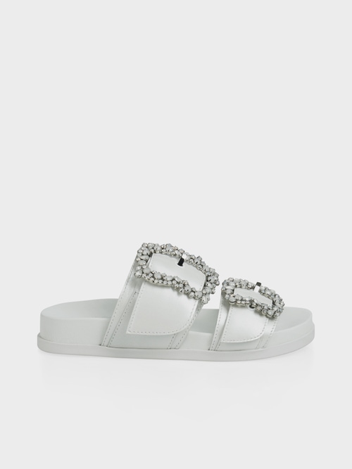Footbed sandals with rhinestones