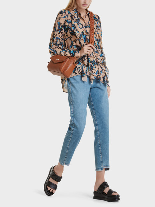 Volantbluse mit Bird-Print