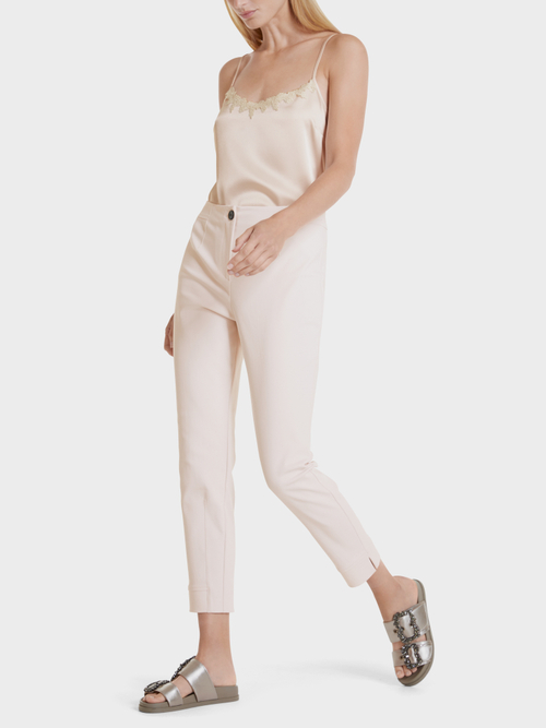 Satin top with lace trim