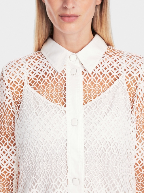 Short shirt dress in perforated lace