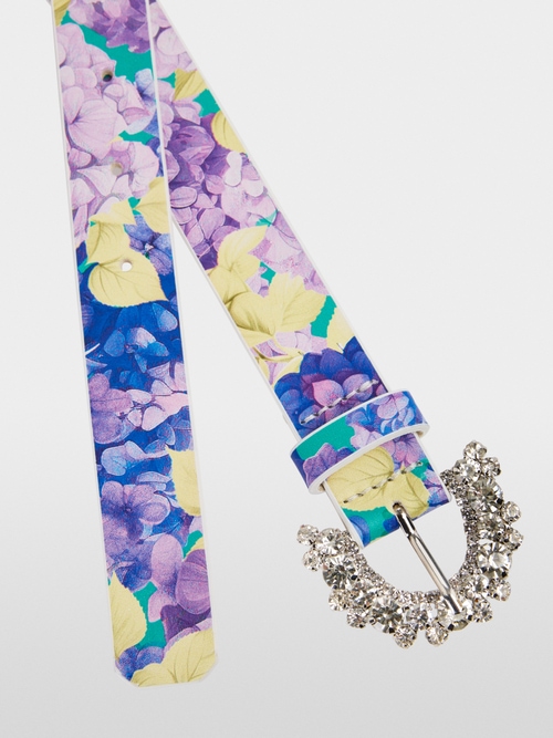 Slim waist belt with rhinestone buckle
