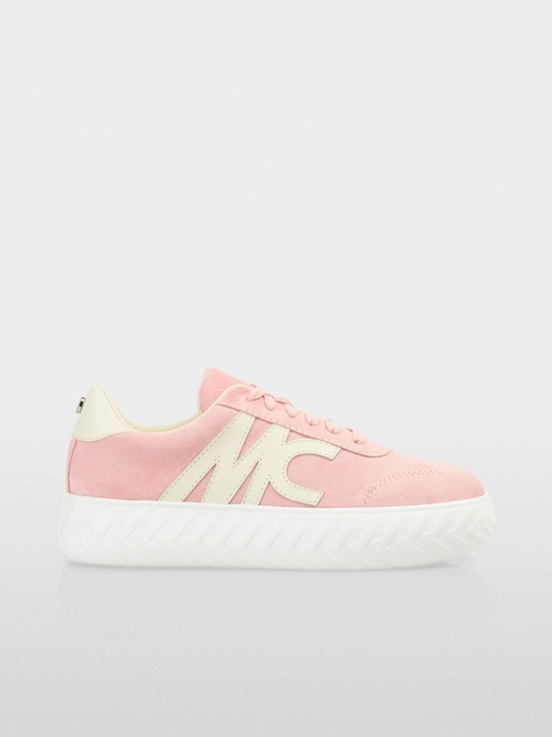 Suède sneakers met dikke zool
